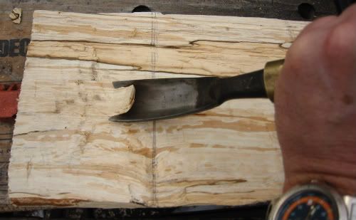 Beginning to shape the underside of the bowl