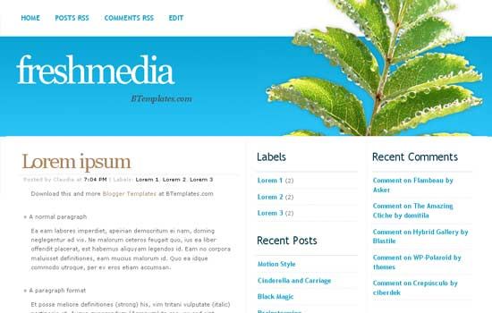 Free Blogger Fresh Media Blue Web2.0 Template Free Blogger Fresh Media Blue Web2.0 Template